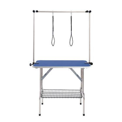 Pet Grooming Table Two Arms with Clamp, 915 x 610mm Dog Grooming Station, Foldable Pets Grooming Stand for Medium and Small Dogs, Free Two No Sit Haunch Holder with Grooming Loop, Bearing 150kg