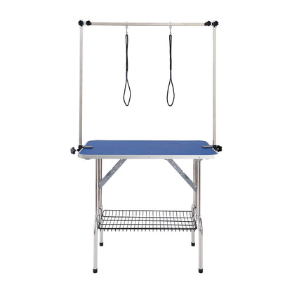 Pet Grooming Table Two Arms with Clamp, 915 x 610mm Dog Grooming Station, Foldable Pets Grooming Stand for Medium and Small Dogs, Free Two No Sit Haunch Holder with Grooming Loop, Bearing 150kg
