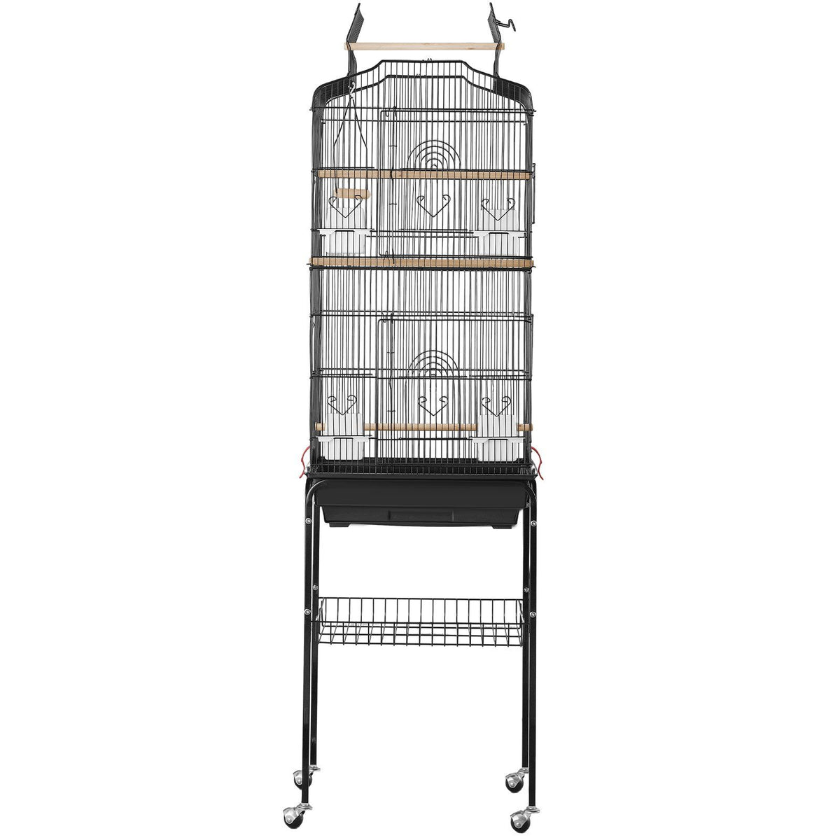 Large Bird Cage, 62 in, Open Top Parakeet Cage with Rolling Stand,  Steel Bird Flight Cage with Removable Tray, Budgie Birdcage with 4 Perches, Parrot Cage for Lovebirds Cockatiels Pet Toy