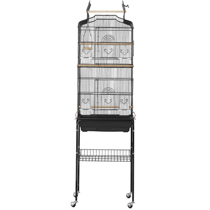 Large Bird Cage, 62 in, Open Top Parakeet Cage with Rolling Stand,  Steel Bird Flight Cage with Removable Tray, Budgie Birdcage with 4 Perches, Parrot Cage for Lovebirds Cockatiels Pet Toy