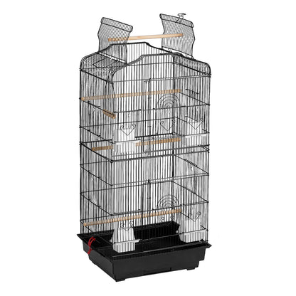 Large Bird Cage, 62 in, Open Top Parakeet Cage with Rolling Stand,  Steel Bird Flight Cage with Removable Tray, Budgie Birdcage with 4 Perches, Parrot Cage for Lovebirds Cockatiels Pet Toy
