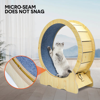 Cat Running Wheel Cat Running Wheel Ultra-Quiet Treadmill Exerciser Scratcher with Anti-Slip Carpet Detachable Runway and Safety Latch Cat Sport Runner Toy
