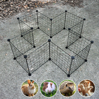 Pet Playpen Foldable Metal Pet Cage Enclosure Puppy Fence 16 Panels with Connection Clips for Small Animal Puppy Rabbit Kitten Turtle Indoor Outdoor Black